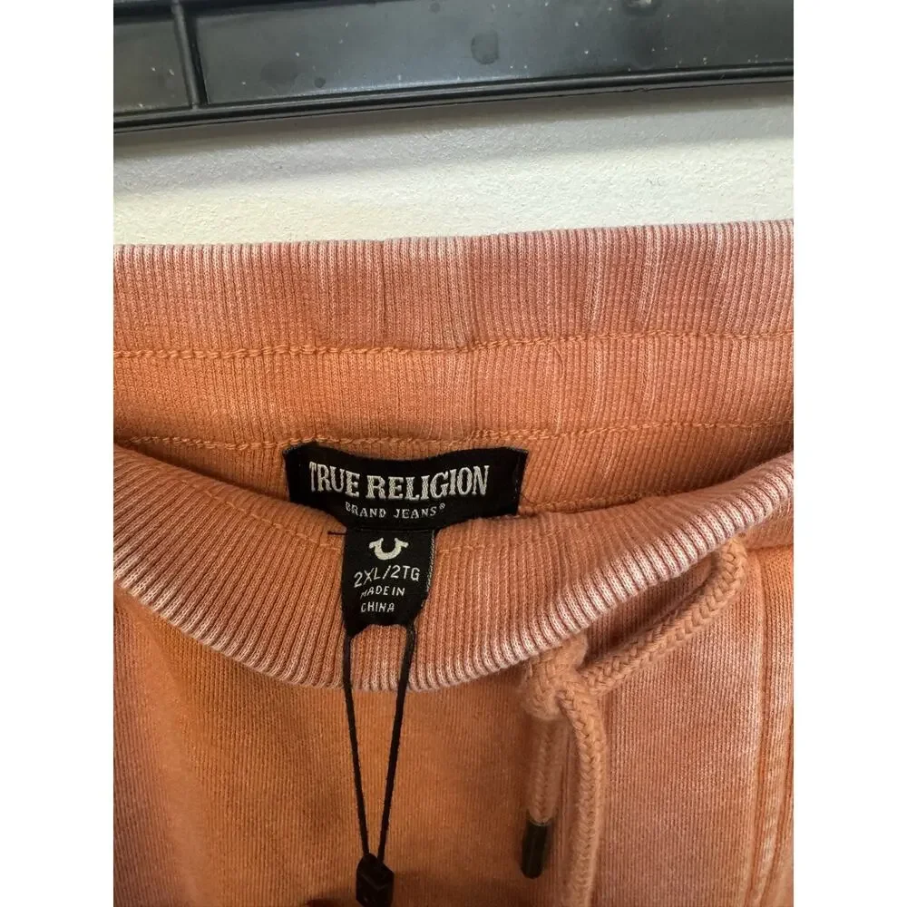 True Religion Jogger Pants Mens 2XL Orange Autumn Maple Registered Logo Patch
